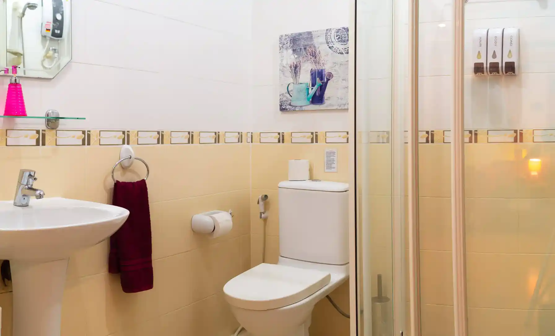 Coral Island Villa bathroom with walk-in shower, basin and WC