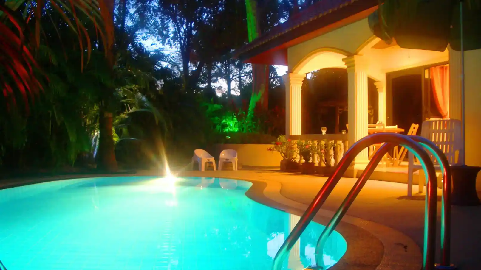Lakeside Villa private pool with coconut palms, Rawai Phuket